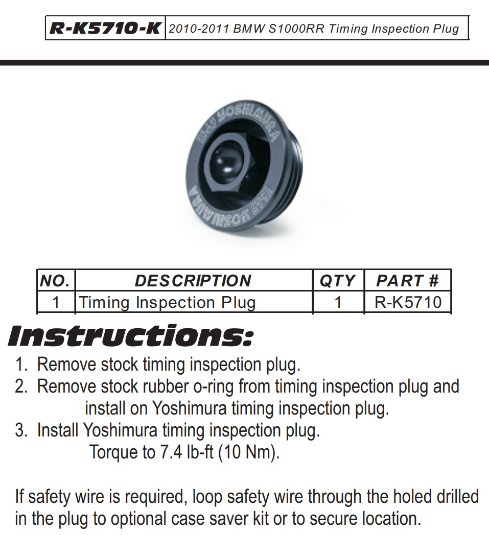 Black Timing Inspection Plug - For 10-11 BMW S1000RR - Click Image to Close